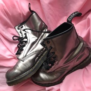 silver/metallic women’s docs